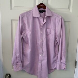 Lauren Ralph Lauren Pink Checkered Long Sleeve Button Up 💯 Cotton Men's Shirt